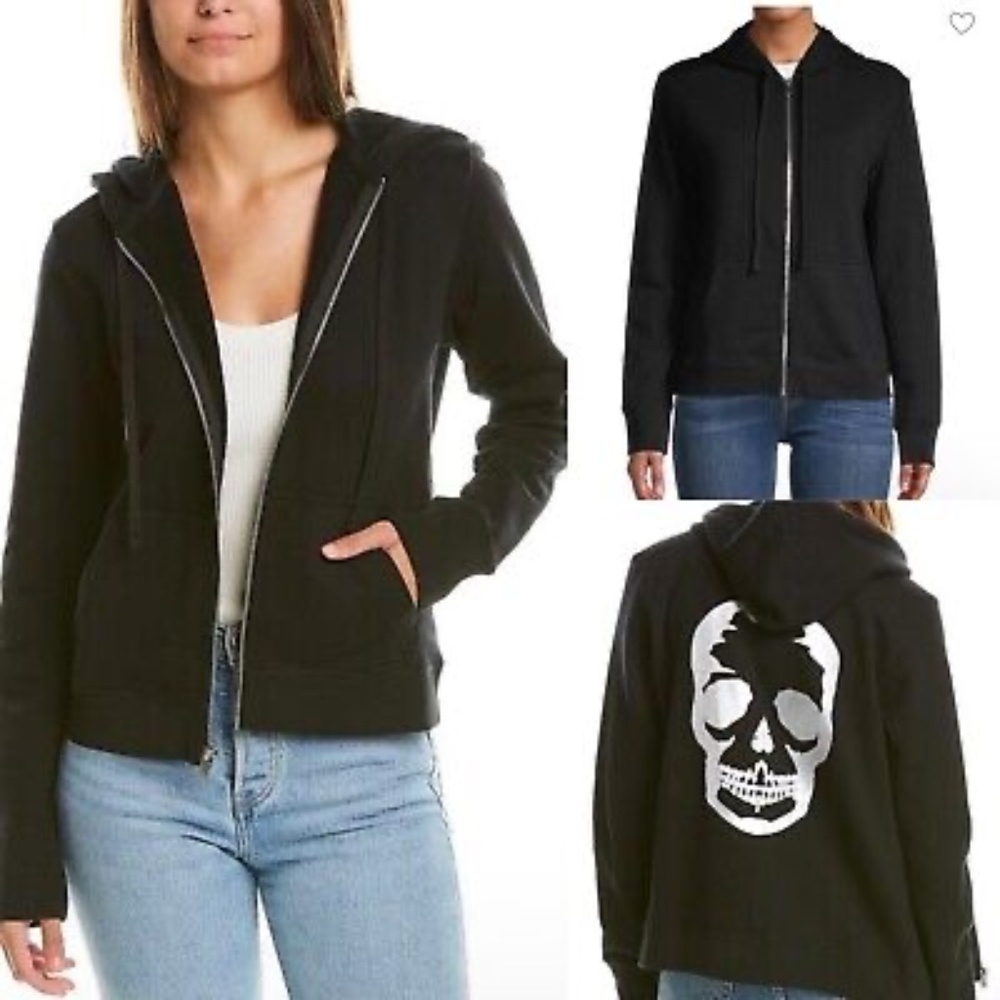 Zadig & Voltaire Black Hoodie Jacket with Skull Design